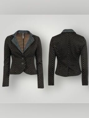 Free People Tweed Blazer Jacquard Weave Size Medium Long Sleeve 2 Buttons